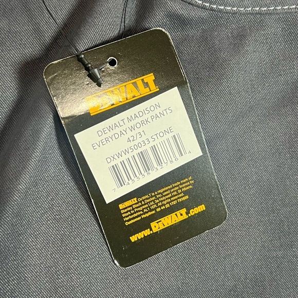 NWT Dewalt Men's 42W 31L Madison Everyday Work Pants Lined Heavy Duty - Picture 4 of 14